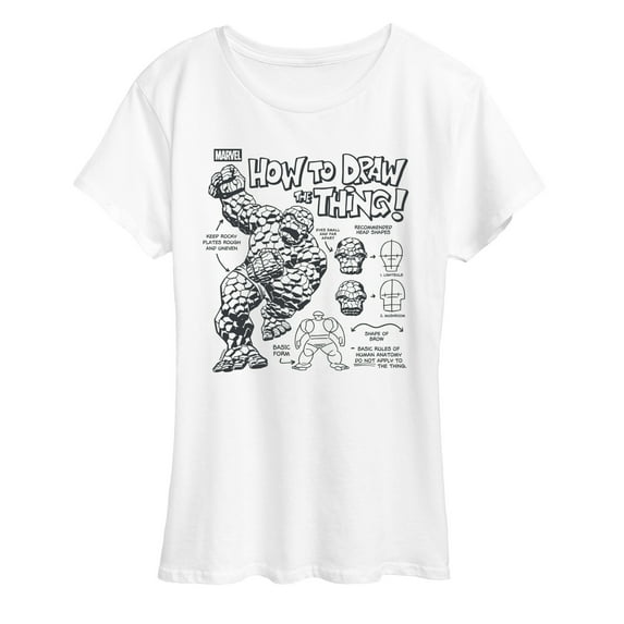 Marvel - How To Draw The Thing - Women's Short Sleeve Graphic T-Shirt