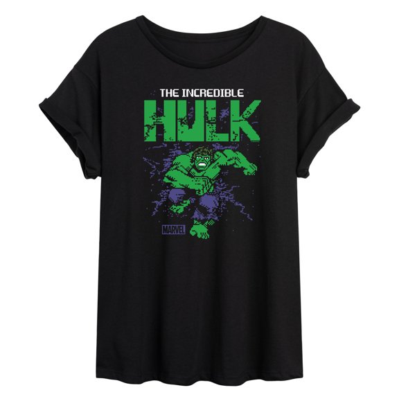 Marvel Hulk - 8 Bit Pixelated - Women's Oversized Graphic T-Shirt