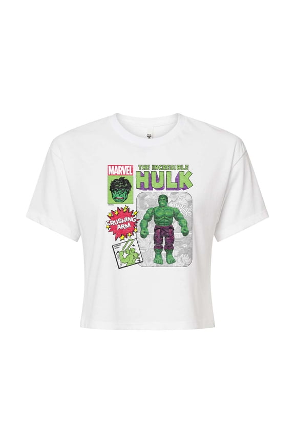 Hulk - Action Figure - Juniors Cropped Graphic T-Shirt