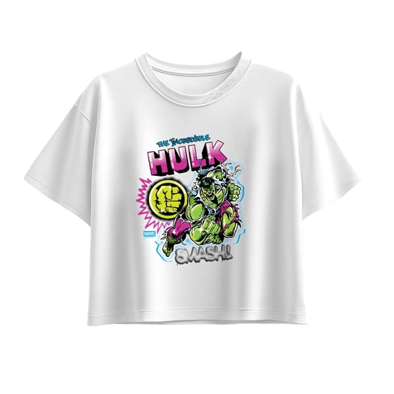 Marvel - Hulk Graffiti - Youth Girl Short Sleeve Boxy Tee