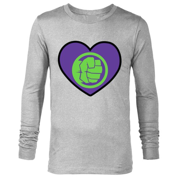 Marvel Hulk Avengers Heart Love Romantic Valentine’s Day - Long Sleeve T-Shirt for Men - Customized-Athletic Heather