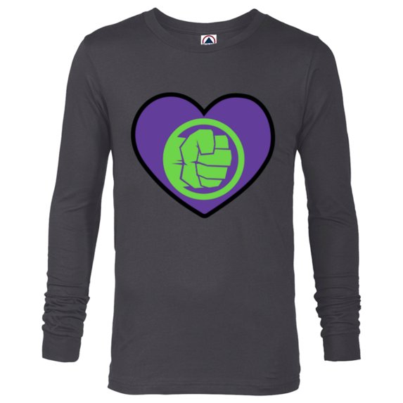 Marvel Hulk Avengers Heart Love Romantic Valentine’s Day - Long Sleeve T-Shirt for Men - Customized-Charcoal Heather