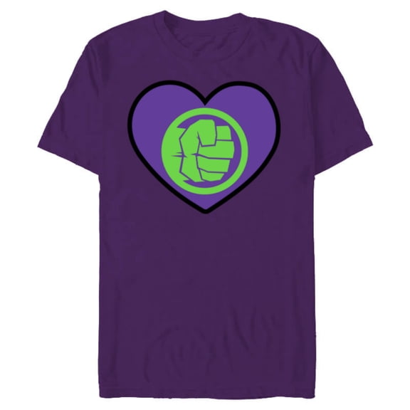 Marvel Hulk Avengers Heart Love Romantic Valentine’s Day - Short Sleeve Blended T-Shirt for Adults - Customized-Purple