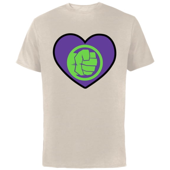 Marvel Hulk Avengers Heart Love Romantic Valentine’s Day - Short Sleeve Cotton T-Shirt for Adults - Customized-Natural