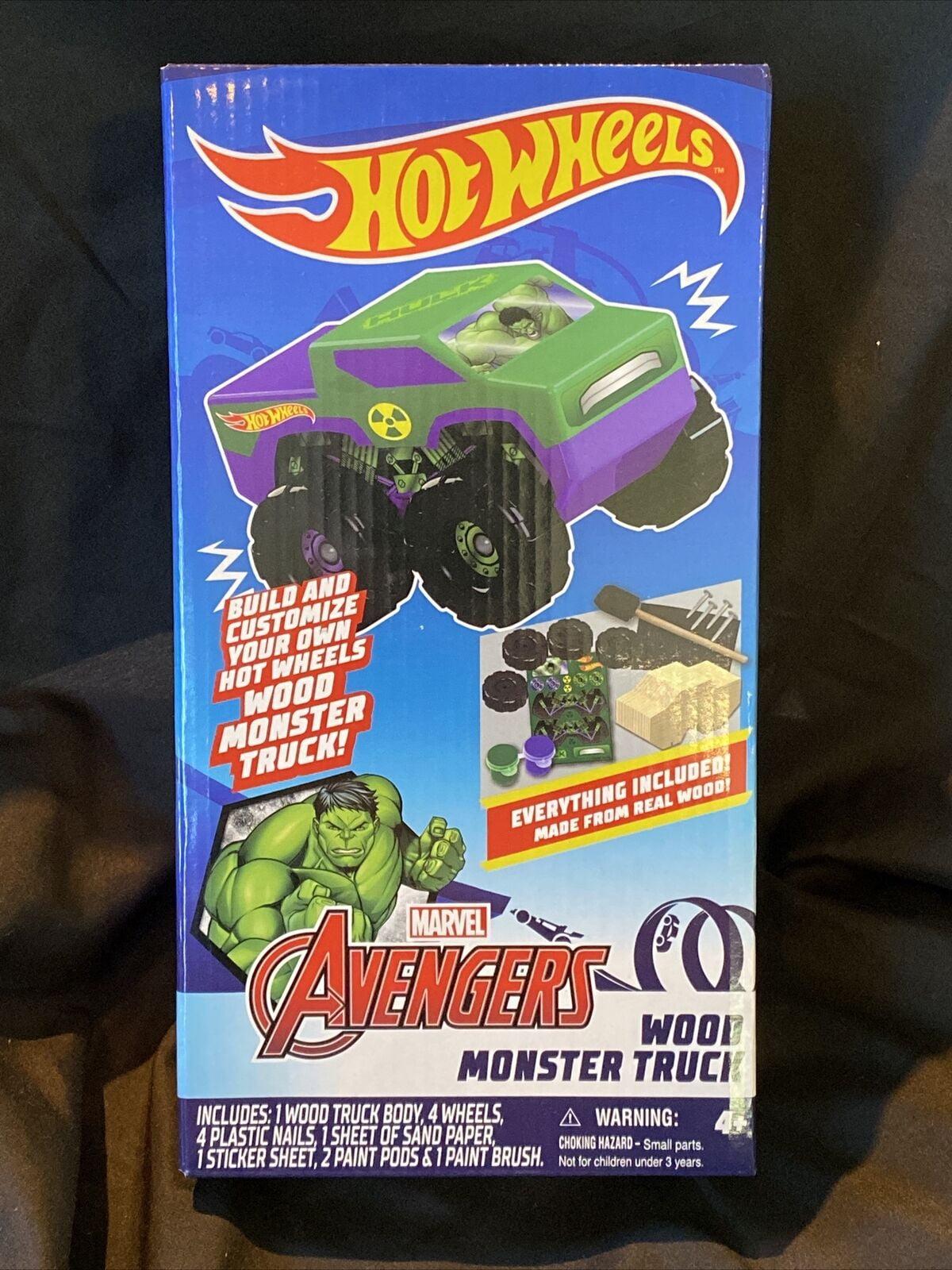 Hot Wheels Diy Toy Wood Monster Trucks - 2 Pack (Marvel Avengers Hulk and  Ironman)