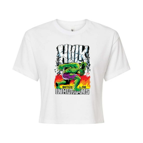 Marvel Hulk - Battles The Inhumans - Juniors Cropped Graphic T-Shirt
