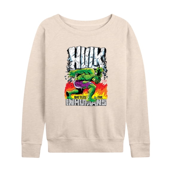 Marvel Hulk - Battles The Inhumans - Women's French Terry Pullover Long Sleeve Shirt