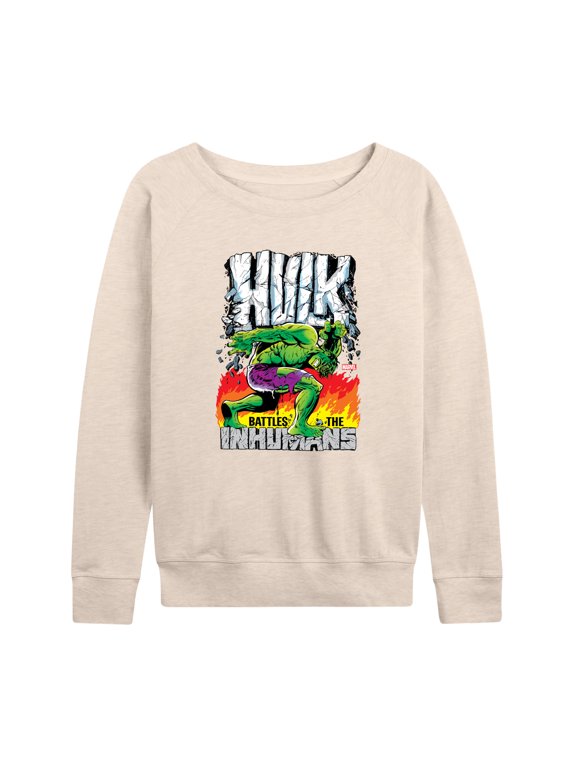 Hulk - Battles The Inhumans - Women's French Terry Pullover Long Sleeve Shirt