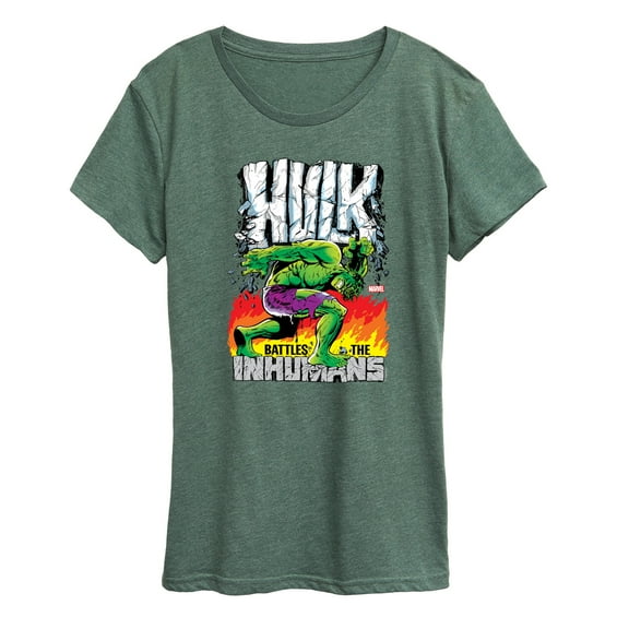 Marvel Hulk - Battles The Inhumans - Women's Short Sleeve Graphic T-Shirt