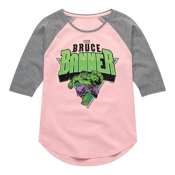 Marvel Hulk - Bruce Banner - Toddler And Youth Girls Shirt Tail Raglan