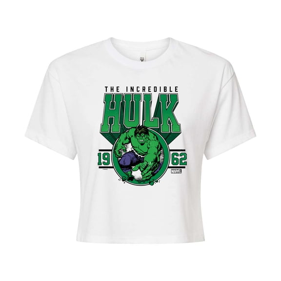Marvel Hulk - Collegiate - Juniors Cropped Graphic T-Shirt