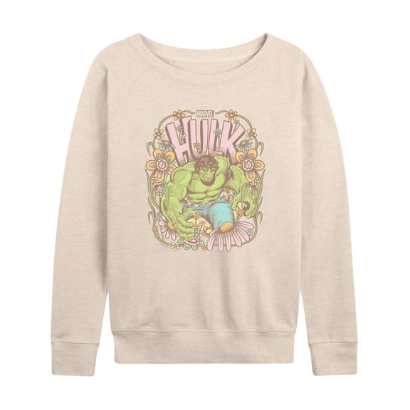 Marvel Hulk - Floral - Women's French Terry Pullover Sweatshirt