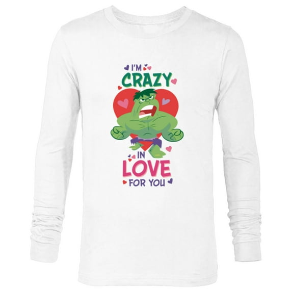Marvel Hulk I’m Crazy in Love for You Valentine’s Day - Long Sleeve T-Shirt for Men - Customized-White
