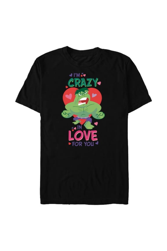 Hulk I’m Crazy in Love for You Valentine’s Day - Short Sleeve Blended T-Shirt for Adults - Customized-Black