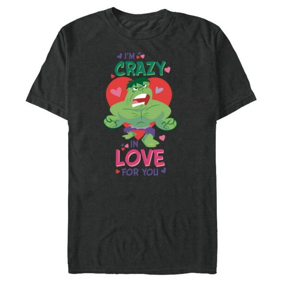 Marvel Hulk I’m Crazy in Love for You Valentine’s Day - Short Sleeve Blended T-Shirt for Adults - Customized-Dark Heather
