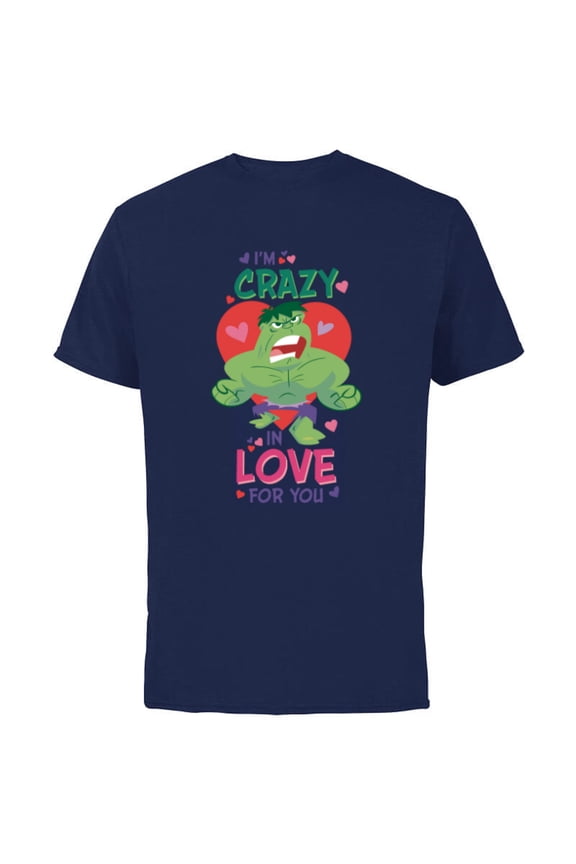 Hulk I’m Crazy in Love for You Valentine’s Day - Short Sleeve Cotton T-Shirt for Adults - Customized-Navy