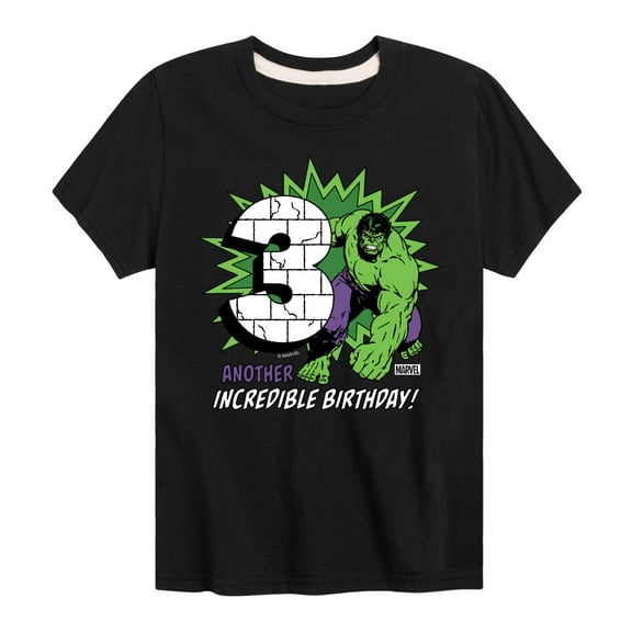 Marvel Hulk - Incredible Birthday 3 - Toddler And Youth Short Sleeve Graphic T-Shirt