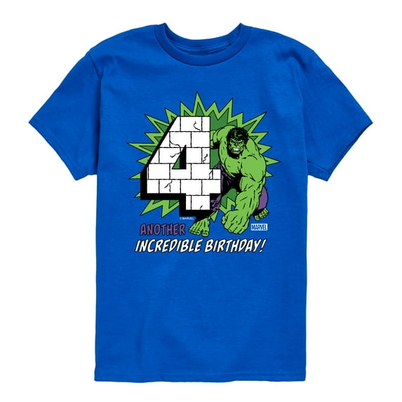 Marvel Hulk - Incredible Birthday 4 - Toddler And Youth Short Sleeve Graphic T-Shirt