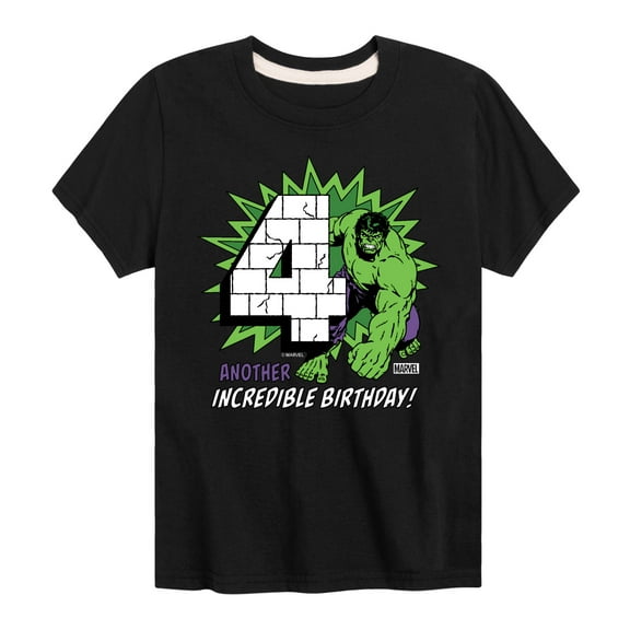 Marvel Hulk - Incredible Birthday 4 - Toddler And Youth Short Sleeve Graphic T-Shirt
