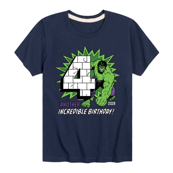 Marvel Hulk - Incredible Birthday 4 - Toddler And Youth Short Sleeve Graphic T-Shirt