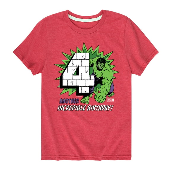 Marvel Hulk - Incredible Birthday 4 - Toddler And Youth Short Sleeve Graphic T-Shirt