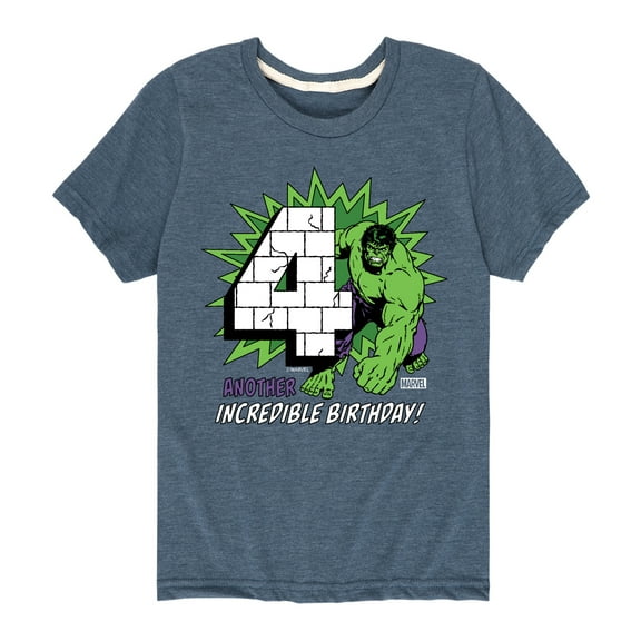 Marvel Hulk - Incredible Birthday 4 - Toddler And Youth Short Sleeve Graphic T-Shirt