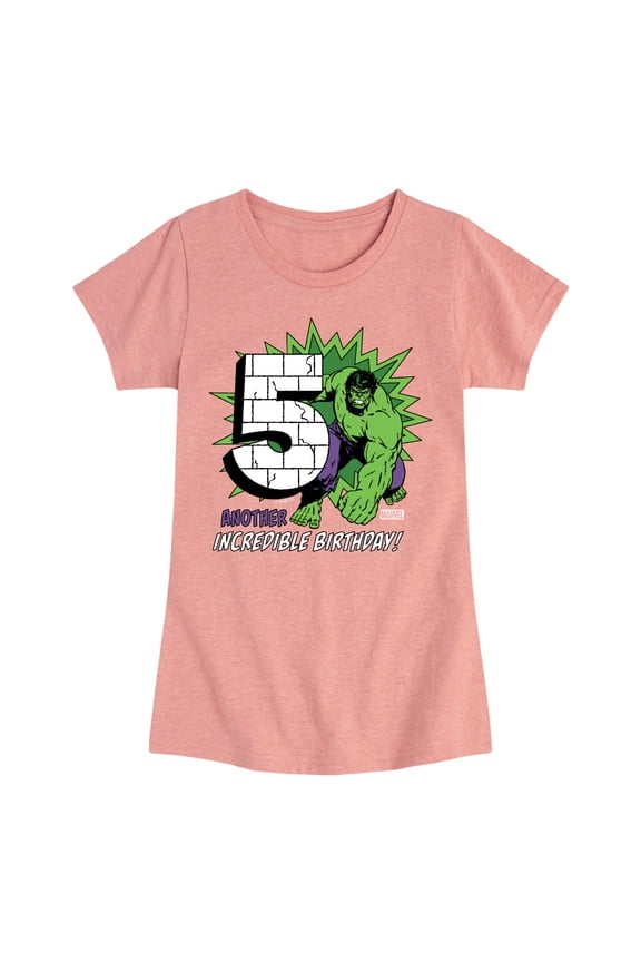 Hulk - Incredible Birthday 5 - Toddler And Youth Girls Fitted Short Sleeve Graphic T-Shirt