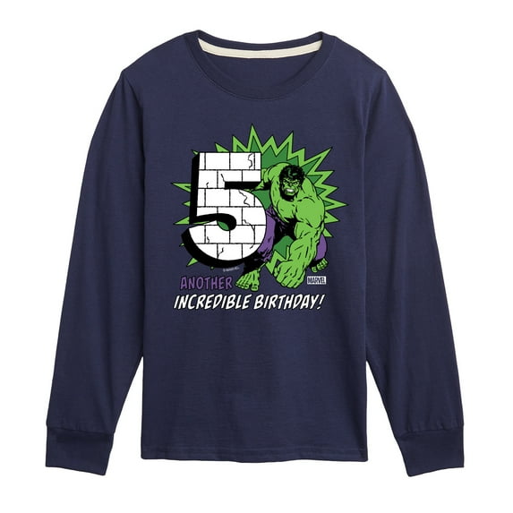 Marvel Hulk - Incredible Birthday 5 - Toddler And Youth Long Sleeve Graphic T-Shirt
