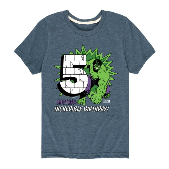 Marvel Hulk - Incredible Birthday 5 - Toddler And Youth Short Sleeve Graphic T-Shirt