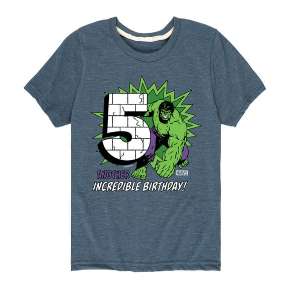 Marvel Hulk - Incredible Birthday 5 - Toddler And Youth Short Sleeve Graphic T-Shirt