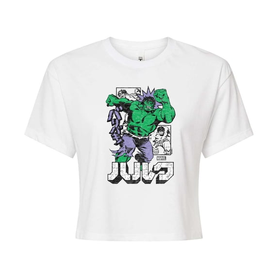 Marvel Hulk - Katakana - Juniors Cropped Graphic T-Shirt