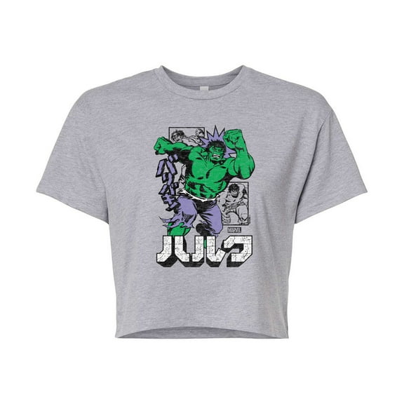 Marvel Hulk - Katakana - Juniors Cropped Graphic T-Shirt