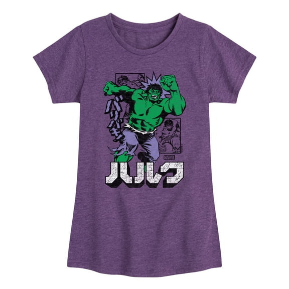 Marvel Hulk - Katakana - Toddler And Youth Girls Fitted Short Sleeve Graphic T-Shirt