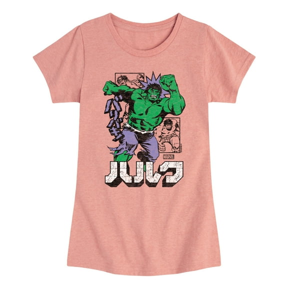 Marvel Hulk - Katakana - Toddler And Youth Girls Fitted Short Sleeve Graphic T-Shirt