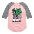 thumbnail image 1 of Marvel Hulk - Katakana - Toddler And Youth Girls Shirt Tail Raglan, 1 of 5