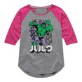 thumbnail image 1 of Marvel Hulk - Katakana - Toddler And Youth Girls Shirt Tail Raglan, 1 of 5