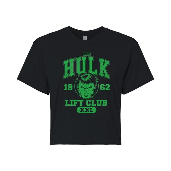 Marvel Hulk - Lift Club - Juniors Cropped Graphic T-Shirt