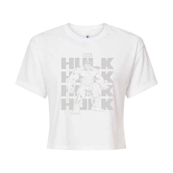 Marvel Hulk - Monochrome - Juniors Cropped Graphic T-Shirt