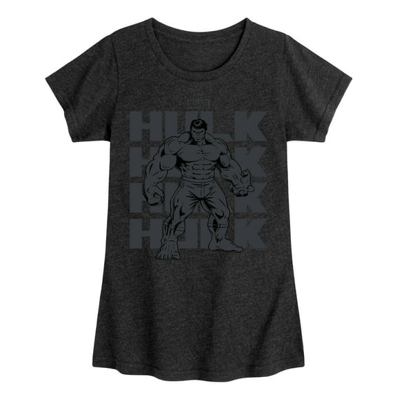 Marvel Hulk - Monochrome - Toddler And Youth Girls Fitted Short Sleeve Graphic T-Shirt