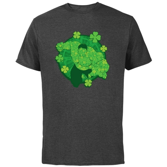 Marvel Hulk Outline Four-Leaf Clovers Green St Patrick’s Day - Short Sleeve Cotton T-Shirt for Adults - Customized-Charcoal
