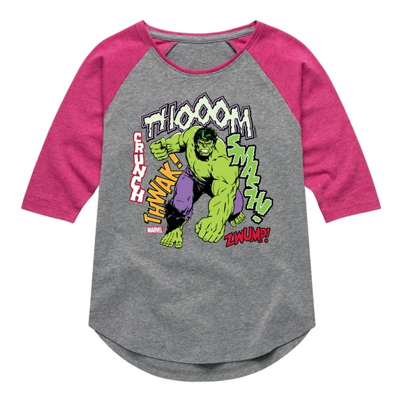 Marvel Hulk - Smash Crunch - Toddler And Youth Girls Shirt Tail Raglan