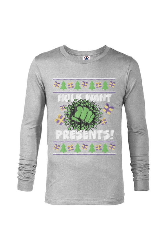 Hulk Smash Presents Holiday - Long Sleeve T-Shirt for Men - Customized-Athletic Heather