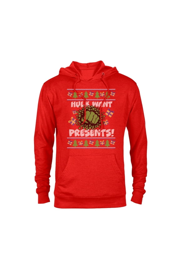 Hulk Smash Presents Holiday - Pullover Hoodie for Adults - Customized-Red