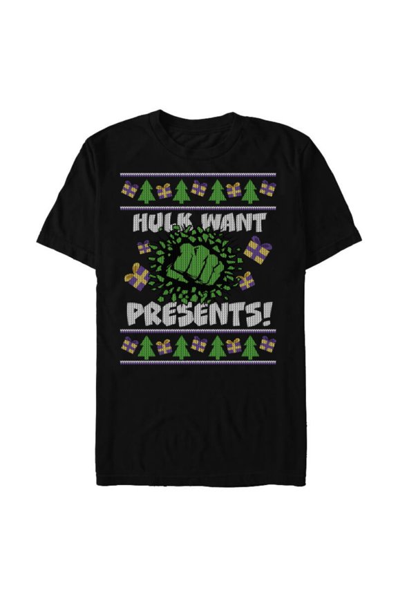 Hulk Smash Presents Holiday - Short Sleeve Blended T-Shirt for Adults - Customized-Black