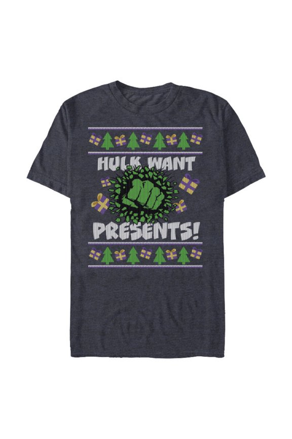 Hulk Smash Presents Holiday - Short Sleeve Blended T-Shirt for Adults - Customized-Navy Heather