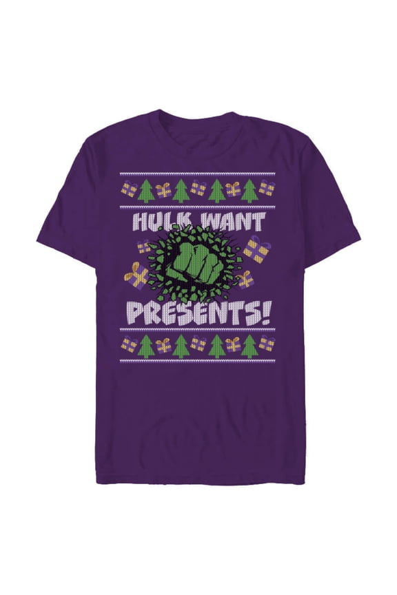 Hulk Smash Presents Holiday - Short Sleeve Blended T-Shirt for Adults - Customized-Purple