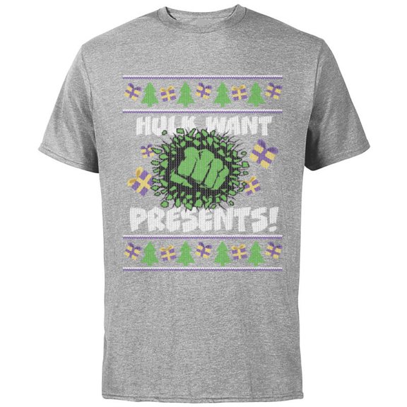 Marvel Hulk Smash Presents Holiday - Short Sleeve Cotton T-Shirt for Adults - Customized-Athletic Heather