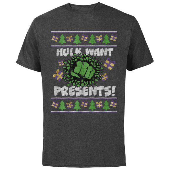 Marvel Hulk Smash Presents Holiday - Short Sleeve Cotton T-Shirt for Adults - Customized-Charcoal