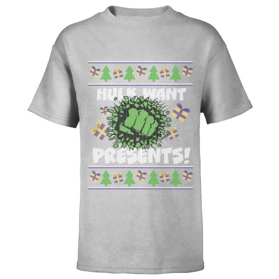 Marvel Hulk Smash Presents Holiday - Short Sleeve T-Shirt for Kids - Customized-Athletic Heather