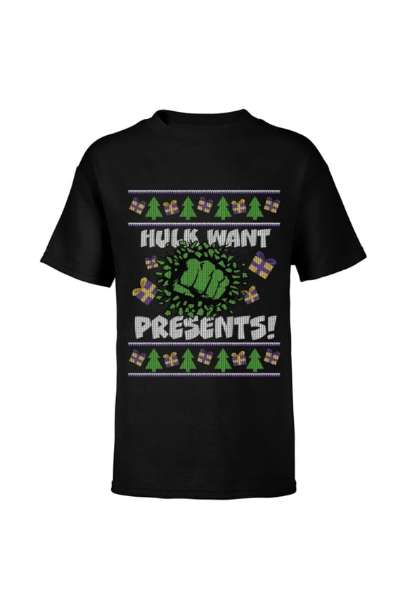 Hulk Smash Presents Holiday - Short Sleeve T-Shirt for Kids - Customized-Black